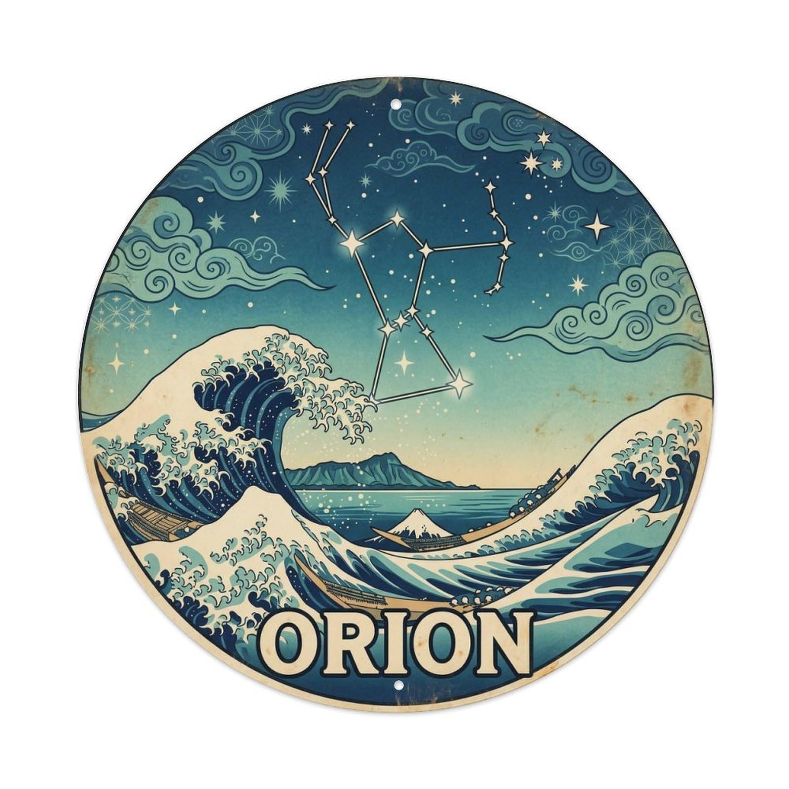 Hawaii Orion Ocean Volcanic Island Sky Tropical Metal Tin Sign
