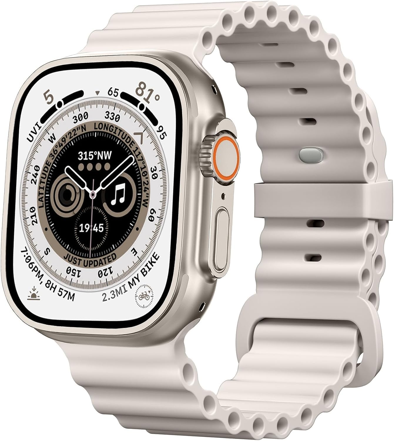 Ocean Band Compatible With Apple Watch Ultra Band 49mm 45mm 44mm 42mm for Men, Adjustable Silicone Strap with Metal Buckle for Apple Watch Ultra 2 Band iWatch Ultra Series 9 8 7 6 5 4 3 2 1 SE