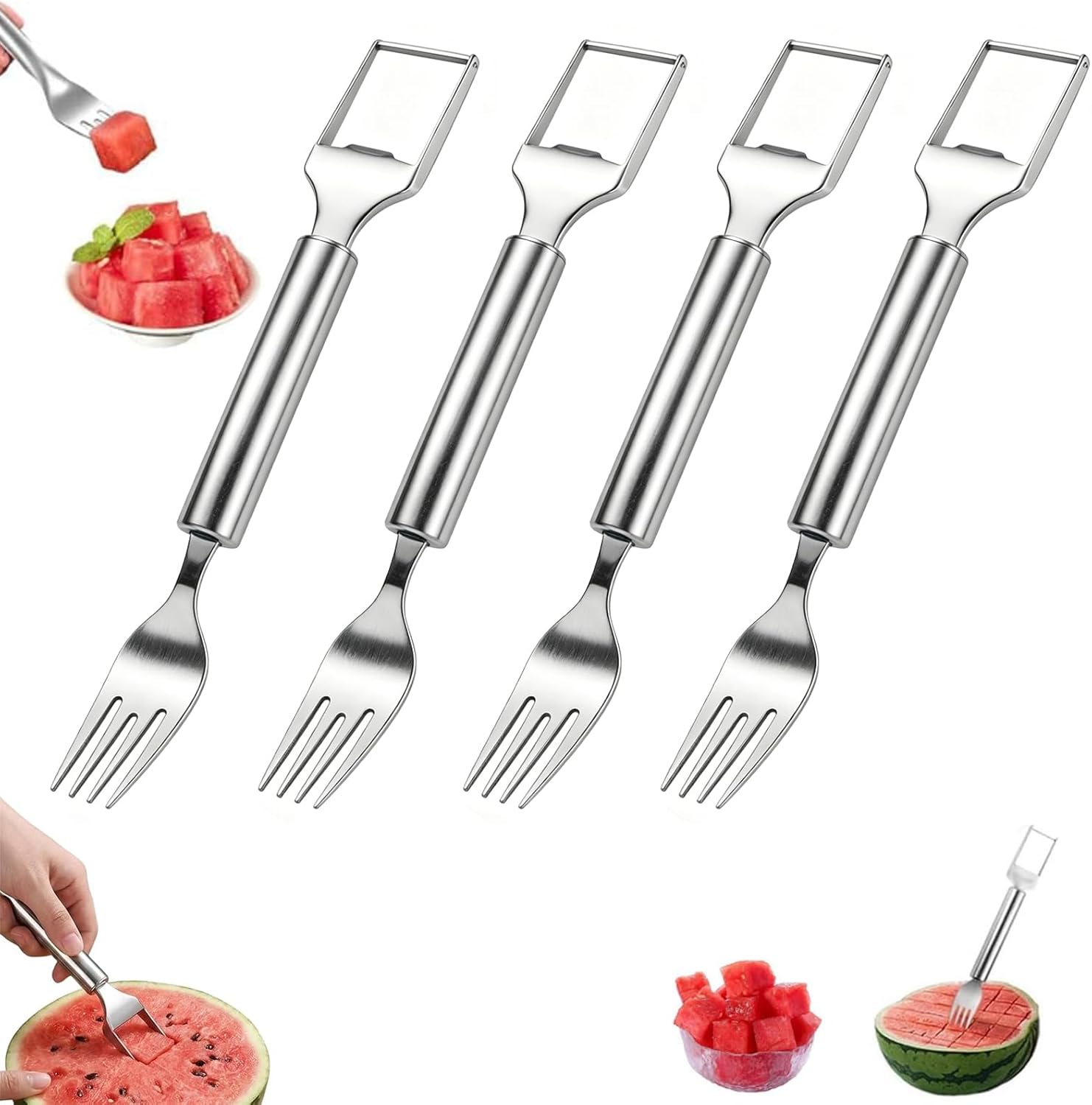 4Pcs Watermelon Fork, Watermelon Slicer, Lemon Cutter Tool, Fruit Preparation for Outdoor Picnics and Party Platters, for Kitchen and Camping