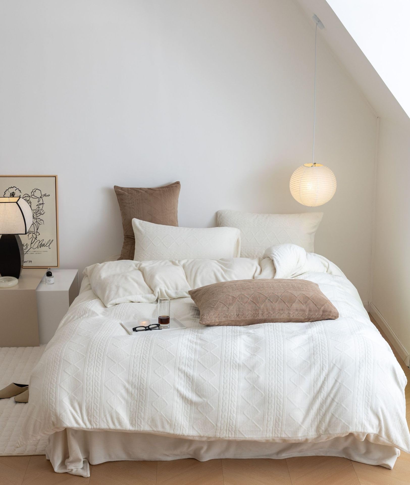 Parure de lit pour lit simple blanc S53 drap d'hôtel chic
