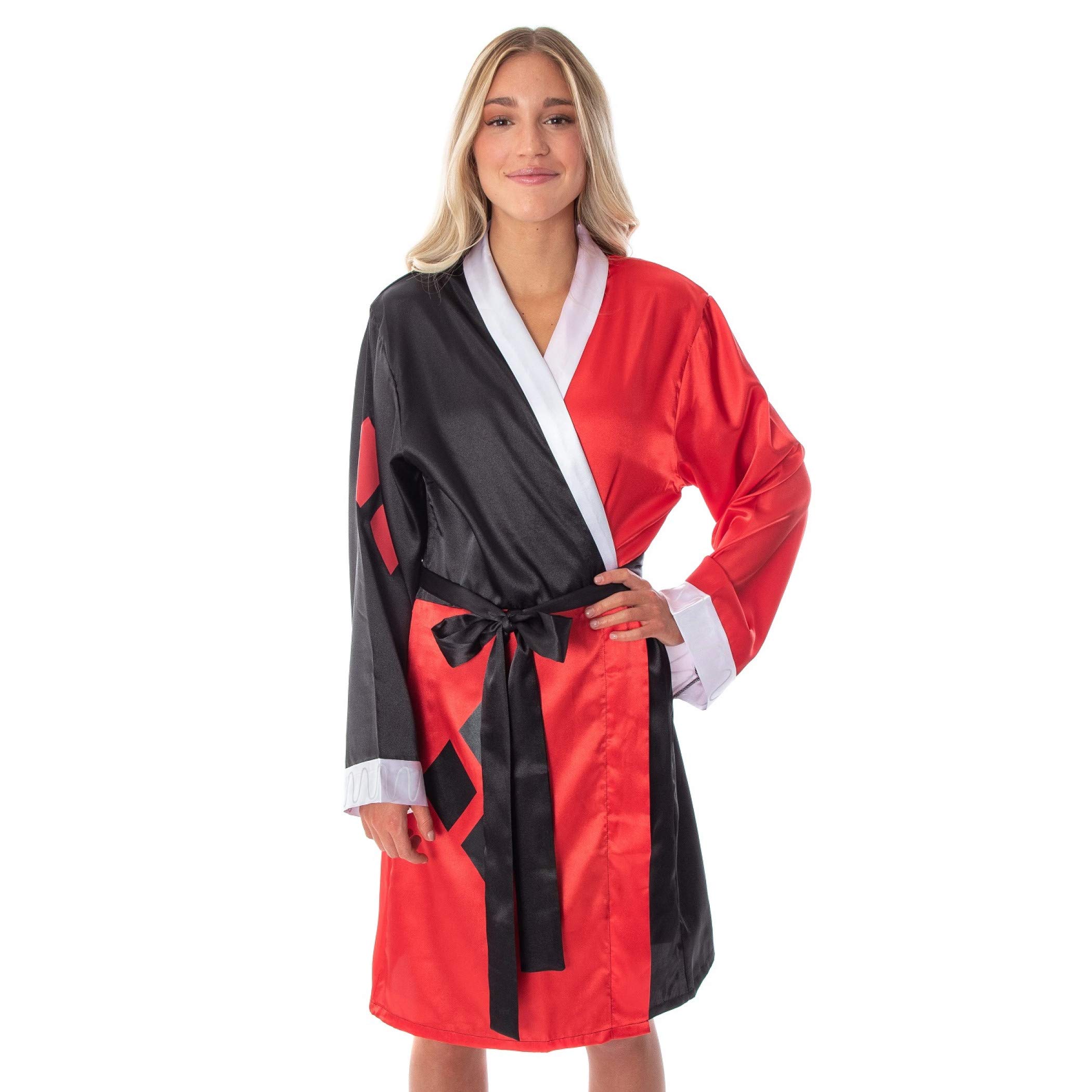 DC Comics Harley Quinn Costume Silky Satin Robe Red