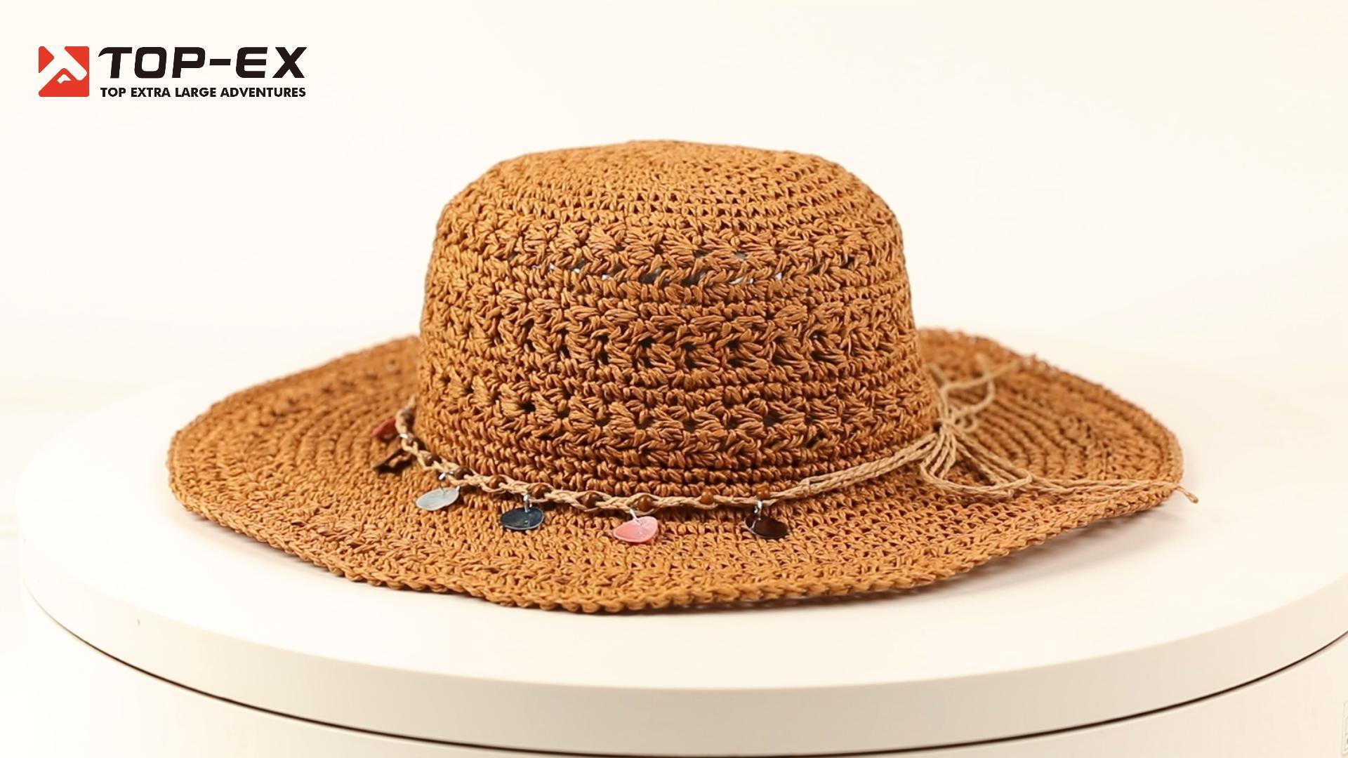 Sombrero playero de paja plegable para mujer miniatura 7