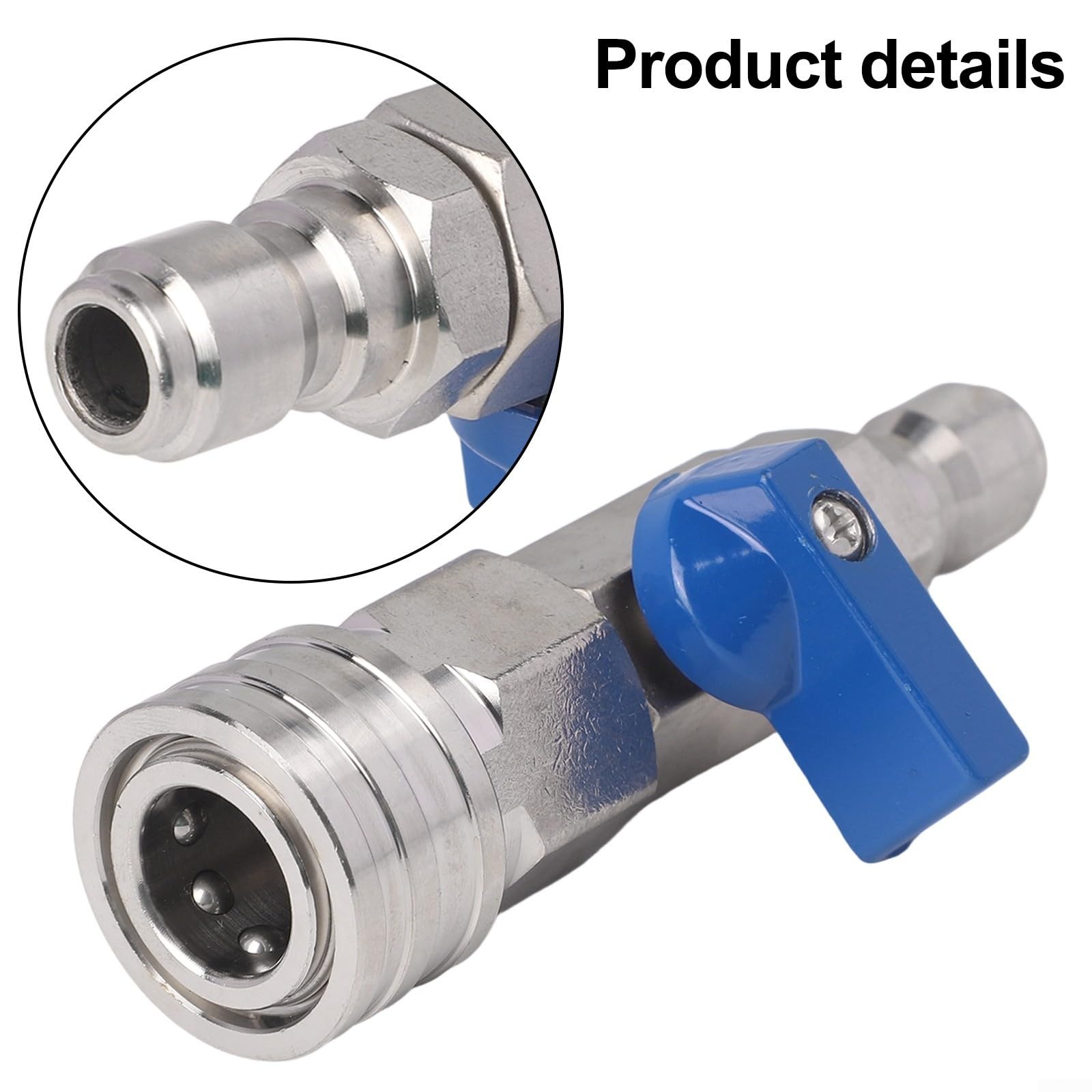 Robinet à boisseau sphérique haute pression 3/8" Quick Connect en acier inoxydable pour nettoyeur haute pression, 4000 psi, avec ruban PTFE - Compatible avec