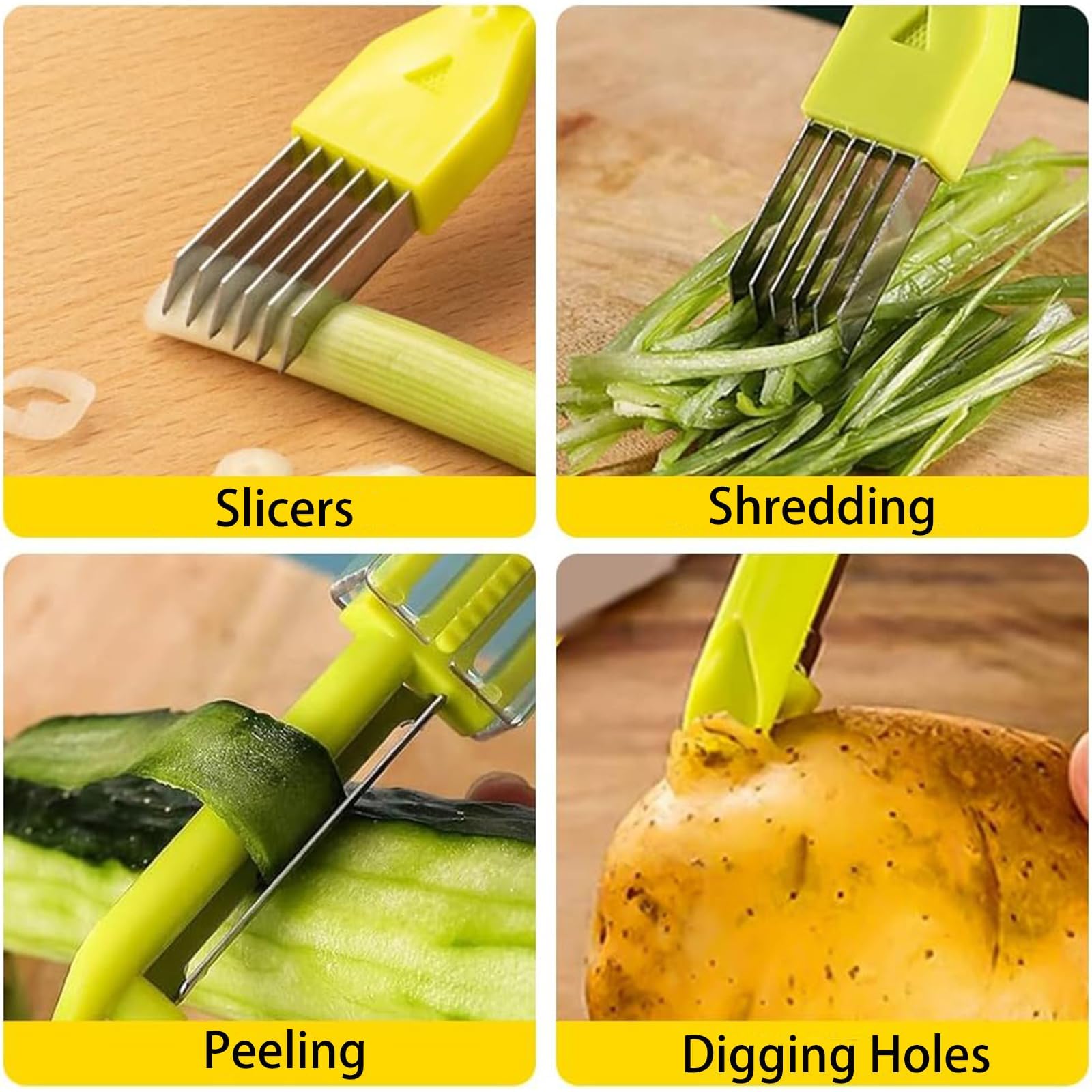 Elevate your cooking with this ultimate home kitchen multifunctional green onion peeler yellow tool