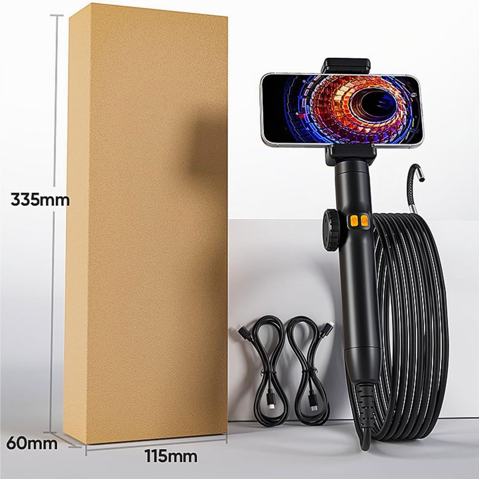 Endoscopio cámara de inspección, con lentes dobles, borescopio articulado de 360°, endoscopio con luz, lente de 6 mm IP67 sonda impermeable, 6 luces LED, para teléfonos Android/iOS (1 m/3,28 pies)