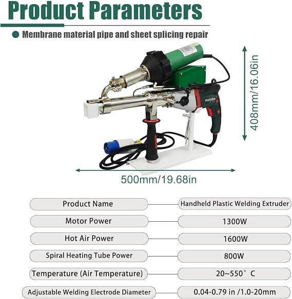 PVC Pipe Welding Machine, 1600W Hand Extrusion Welder Machine, Dual Heating Hot Air Plastic Welder Machine, Plastic Welder Machine for Welding HDPE PP Pipe Or Water Tanks