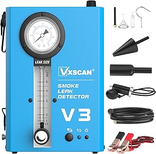 Automotive Smoke Machine Leak Detector, EVAP Vacuum Leakage Diagnostic Tester with Pressure Gauge & Flow Meter for All 12V Cars