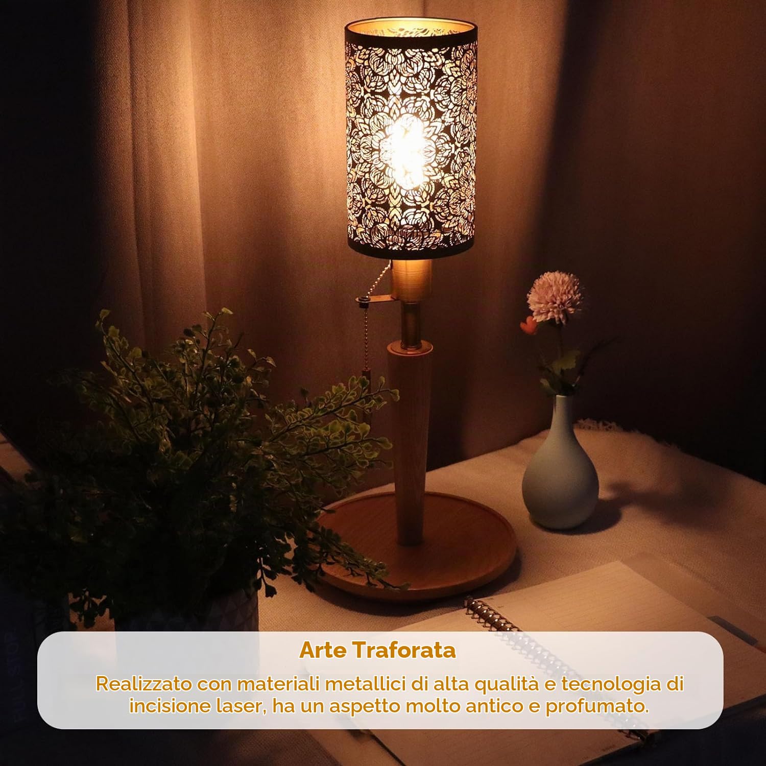 Fyearfly Nero Paralumi in Metallo, Paralume Cilindrico con Motivo Floreale per Lampada da Tavolo, Lampada da Terra e Lampada a Sospensione (7,9 x 4,7 x 4,7 Pollici)