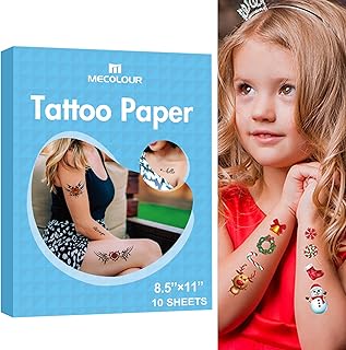 MECOLOUR Printable Temporary Tattoo Paper for LASER Printer,8.5"X11" 5 Sheets, DIY Image Transfer Decal