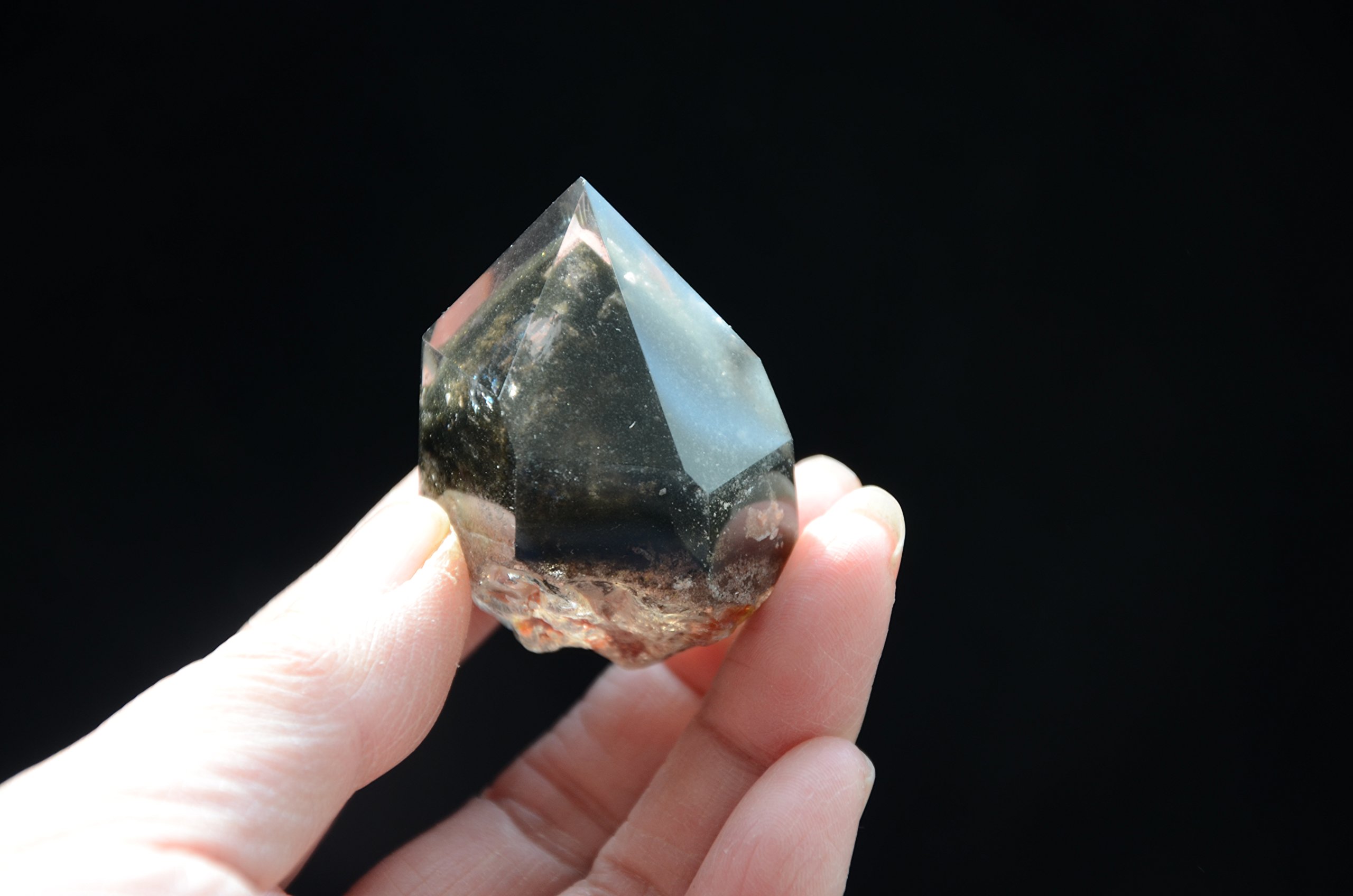 Real Tibet Himalayan High Altitude Clear 6 Sided Single Terminated Crystal Point Quartz Bacchetta da 1,77 Pollici con Fantasmi Verdi Spirituale Crystal Specimen