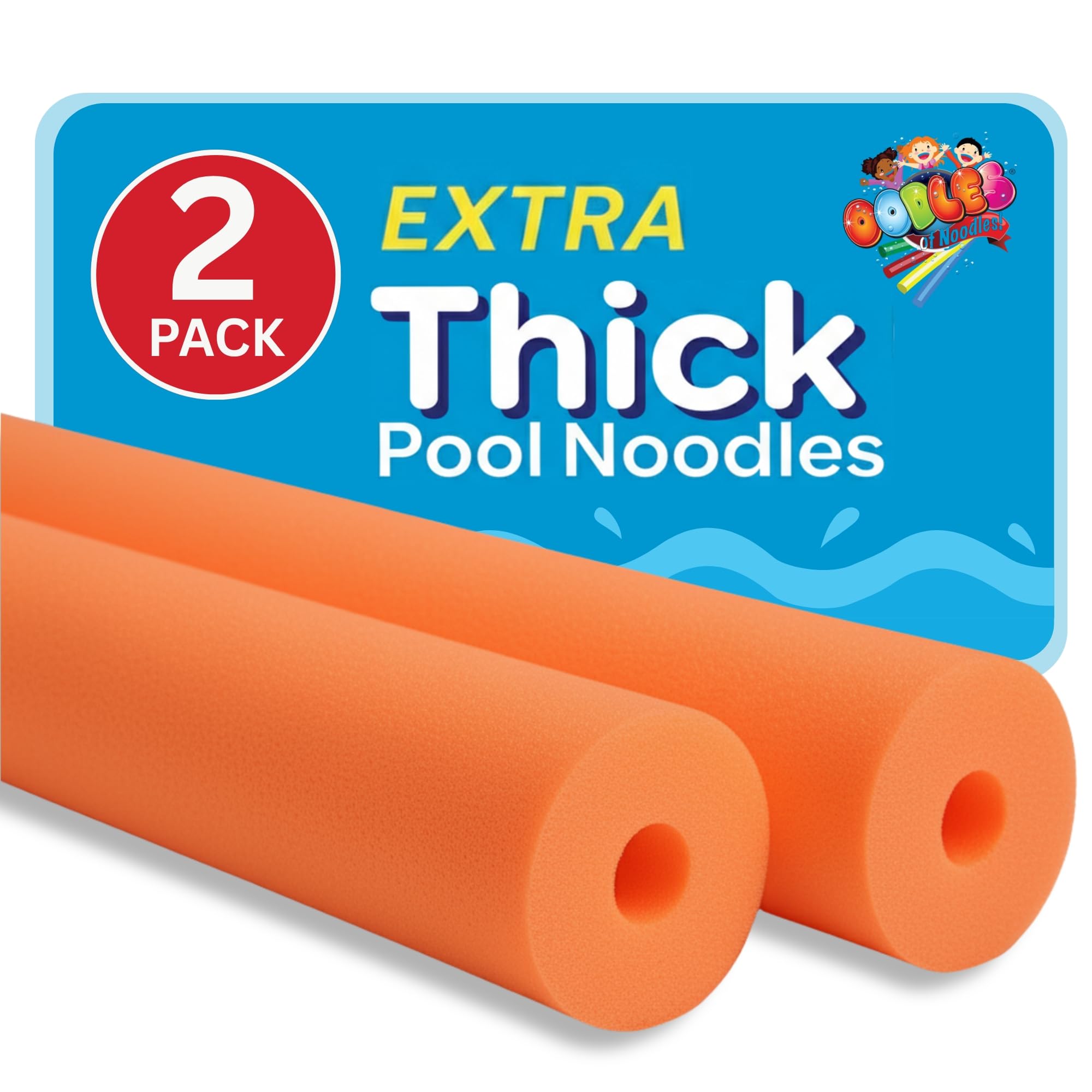 Oodles of Noodles 2 Pack Monster 55 Inch x 3.5 Inch Jumbo Swimming Pool Foam Multi-Purpose ORANGE