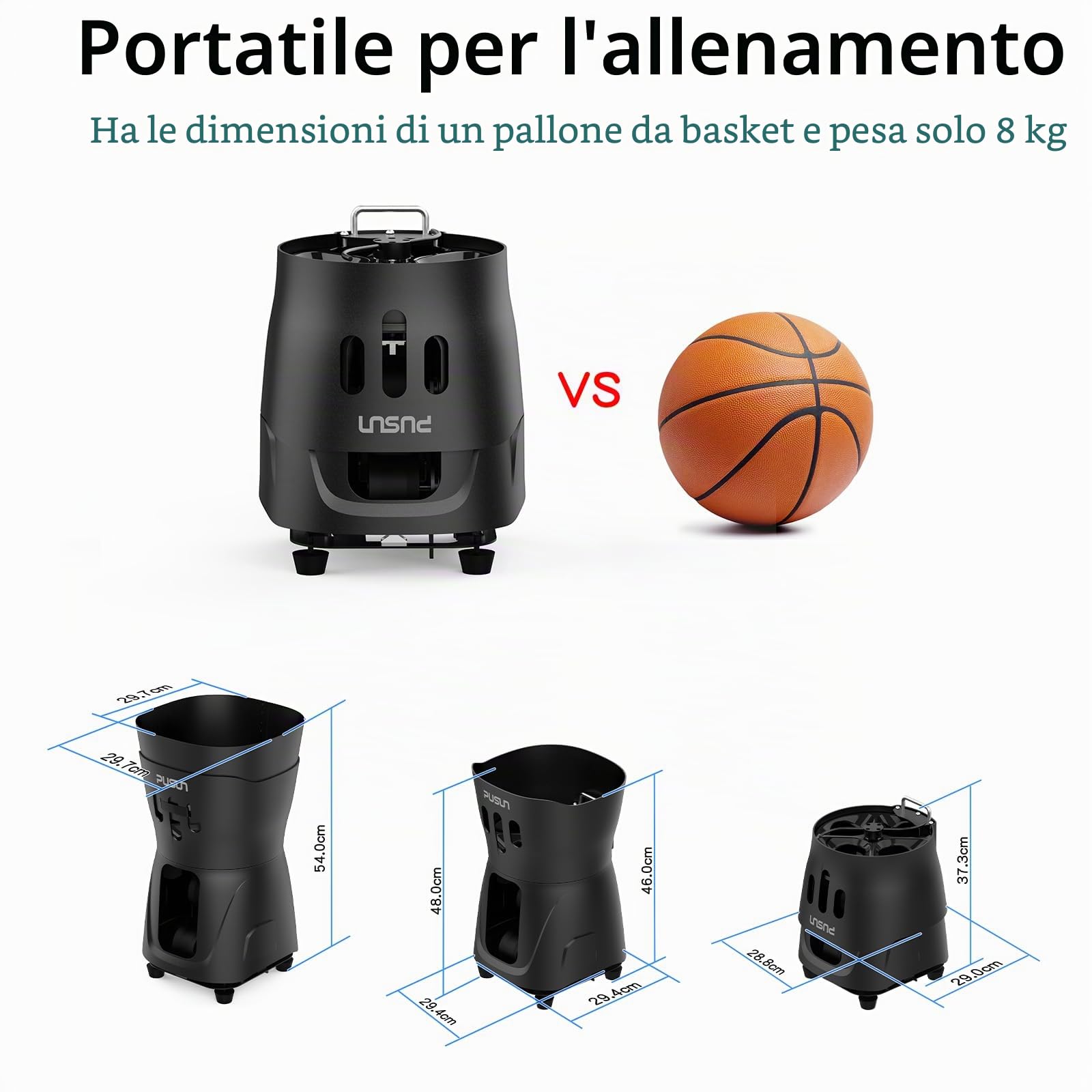 PT-Mini Pro - Macchina professionale per palline da tennis, automatico, con telecomando, controllo intelligente con app, tramoggia di oltre 65 palline, alimentata a batteria, attrezzatura per esercizi