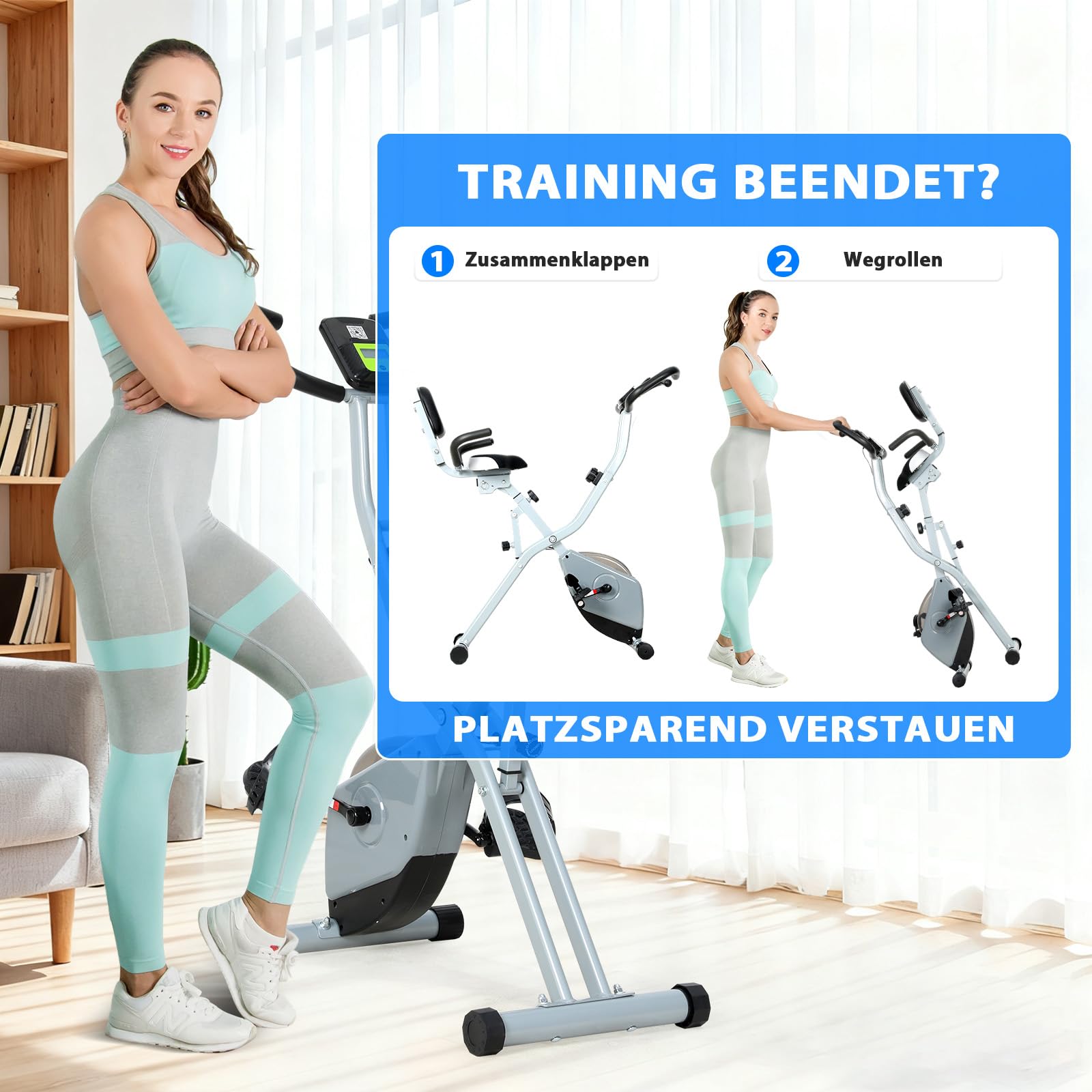 ISE SY-811 rower domowy, składany, cichy i wygodny, do treningu kardio, składany, z 8 magnetycznymi poziomami oporu