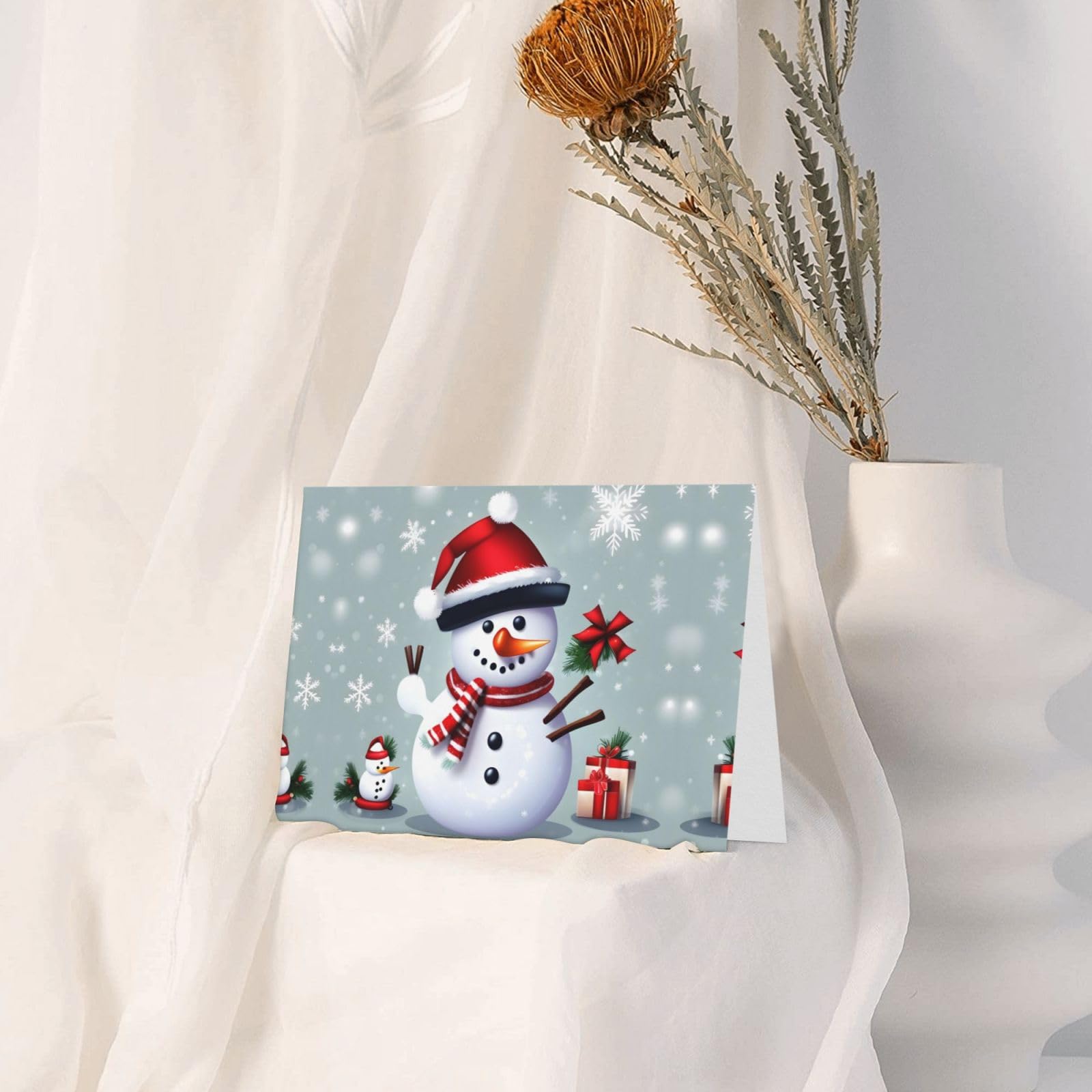 Biglietto di Natale per nipote, design pupazzo di neve, fatto a mano e