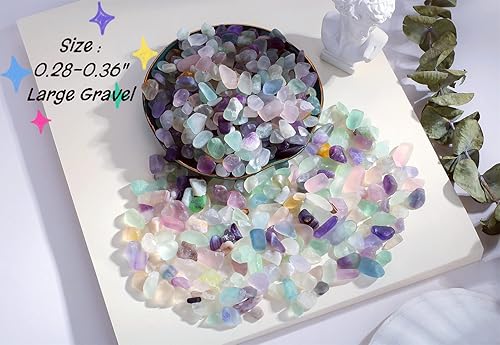 Miniatura 3 de Paquete de 8.82 onzas de fluorita y 8.82 onzas de cristales de amatista, grava, acuario, piedras de piedra trituradas, piezas de cuarzo de cristal