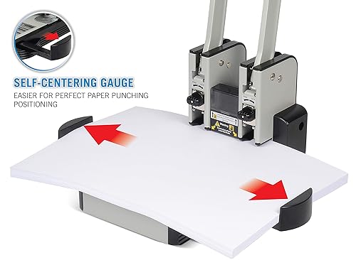Miniatura 10 de CARL, XHC-150N, perforador de papel resistente de 3 agujeros, capacidad de 150 hojas, negro y plateado