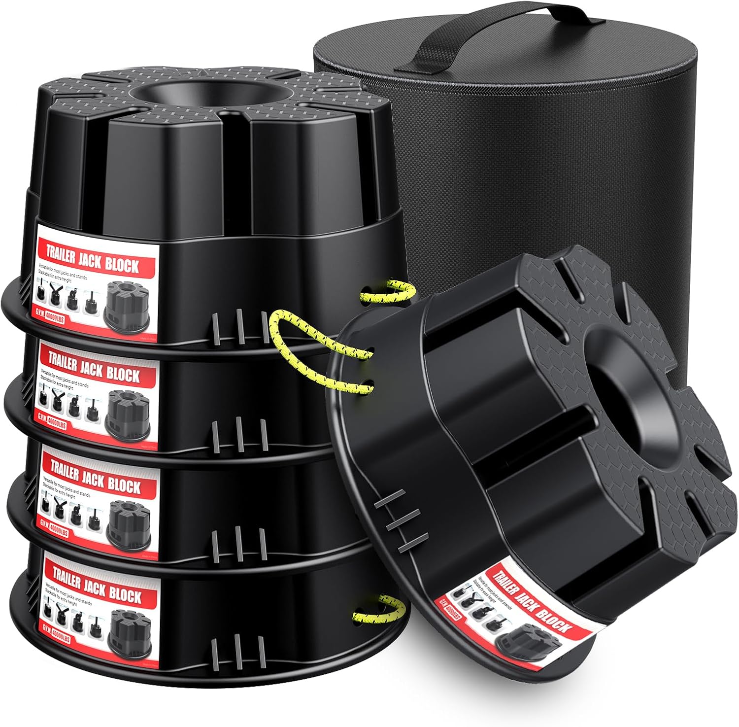 Jack Block for RV Travel Trailer & Fifth Wheel & Popup Camper & Toy Hauler | Fit for Any Tongue Jack, Post, Foot,or stabilizer (Round or Square) | Supports up to 40000 lbs per Block | 𝐔𝐩𝐠𝐫𝐚𝐝𝐞𝐝