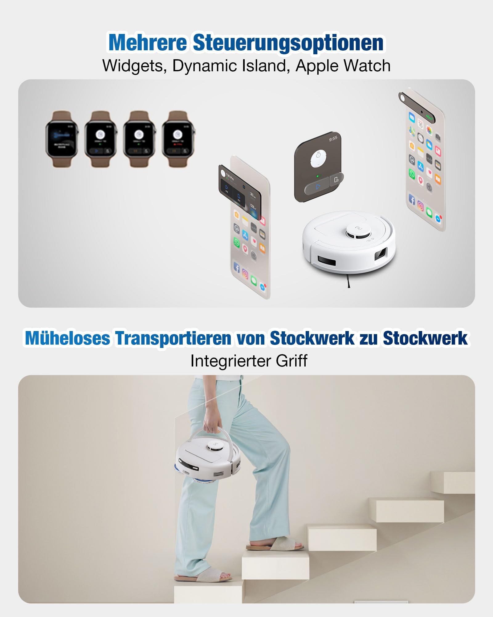 ECOVACS DEEBOT MINI Saugen/Wischen, 9.000 Pa Saugkraft, ZeroTangle 2.0, TrueMapping 2.0, 45 ℃ Heißlufttrocknung, Selbstentleerung, intelligente Tiefenreinigung, Selbstreinigung per Knopfdruck, Grün