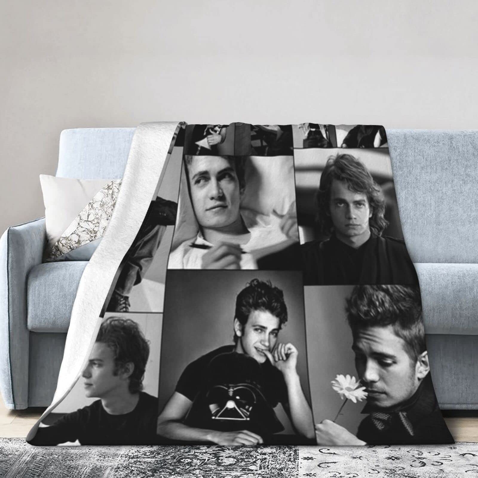 YINGD Hayden Actor Christensen Blanket, Ultra Soft Lightweight Flannel Fleece Throw Blankets Warm Air Conditioning Blanket For Couch Sofa Bed 150CM X 125CM