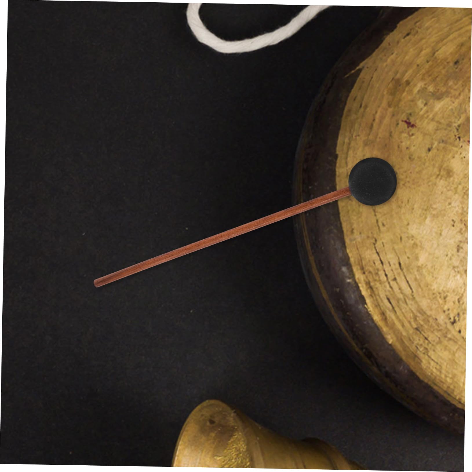 Hemobllo Mazza per Gong con Impugnatura in Legno e Testa in Silicone Nero, Effetto Suono Balena per Insegnamento Musicale e Occasioni Musicali