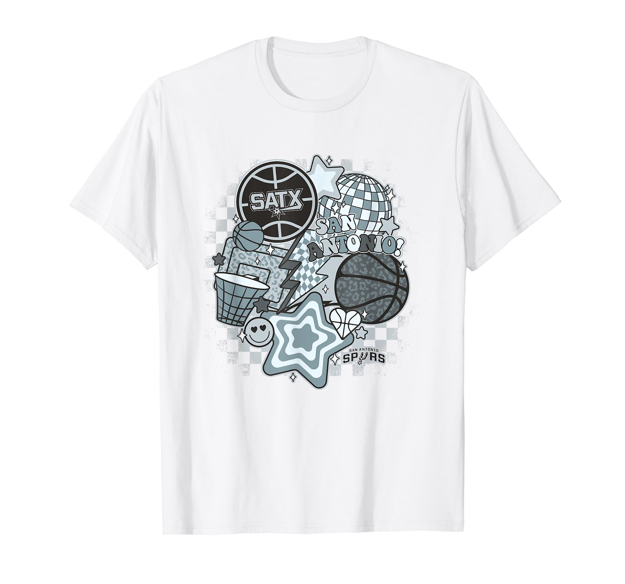 San Antonio SpursNBA San Antonio Spurs Psychedelic Basketball Collage T-Shirt