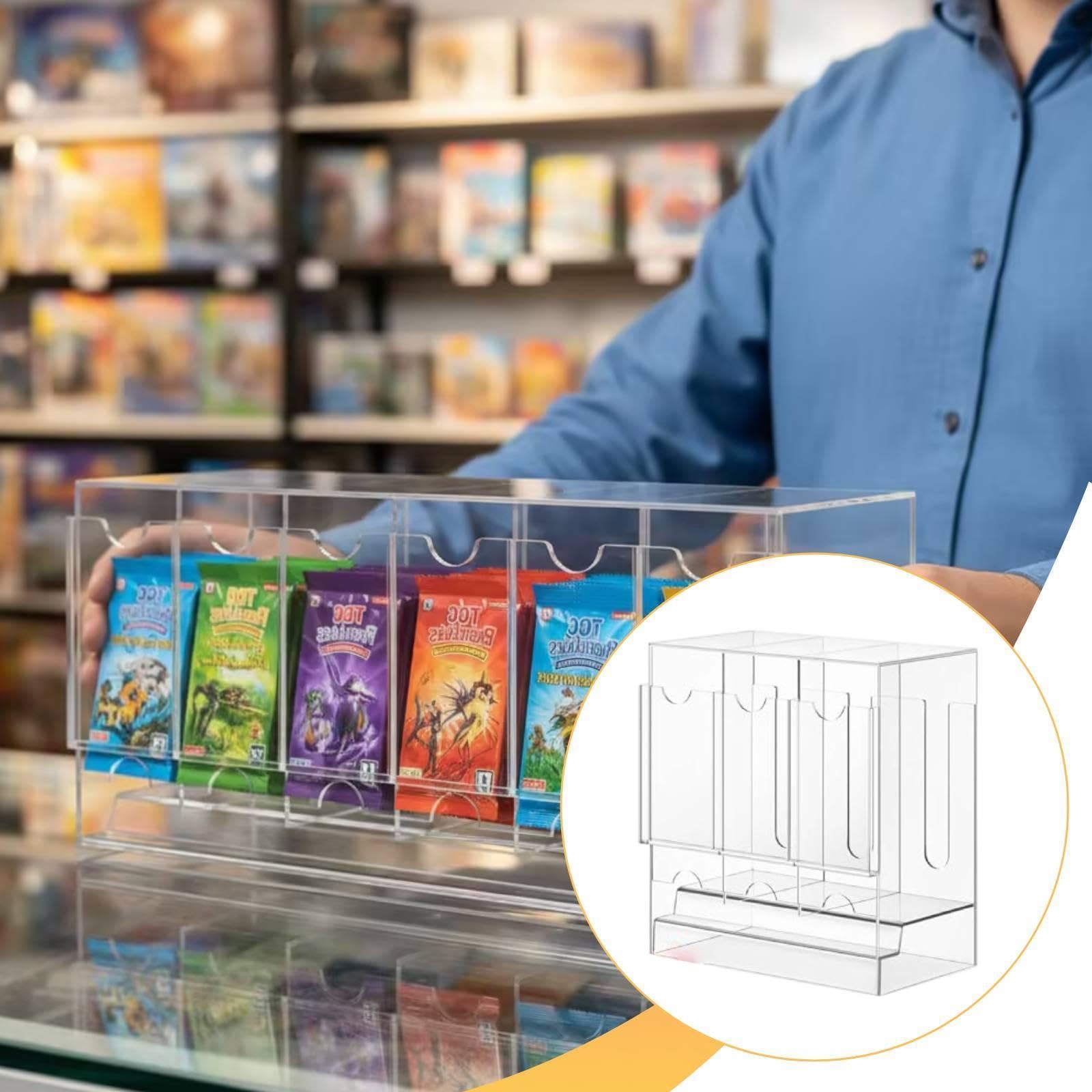 Distributeur de Boosters Vitrine Cartes Organiseur Présentoir Boîte Rangement Acrylique Stabilité Quotidienne et Compartiments Adaptés Au Bure, Transparent, 3 Emplacements