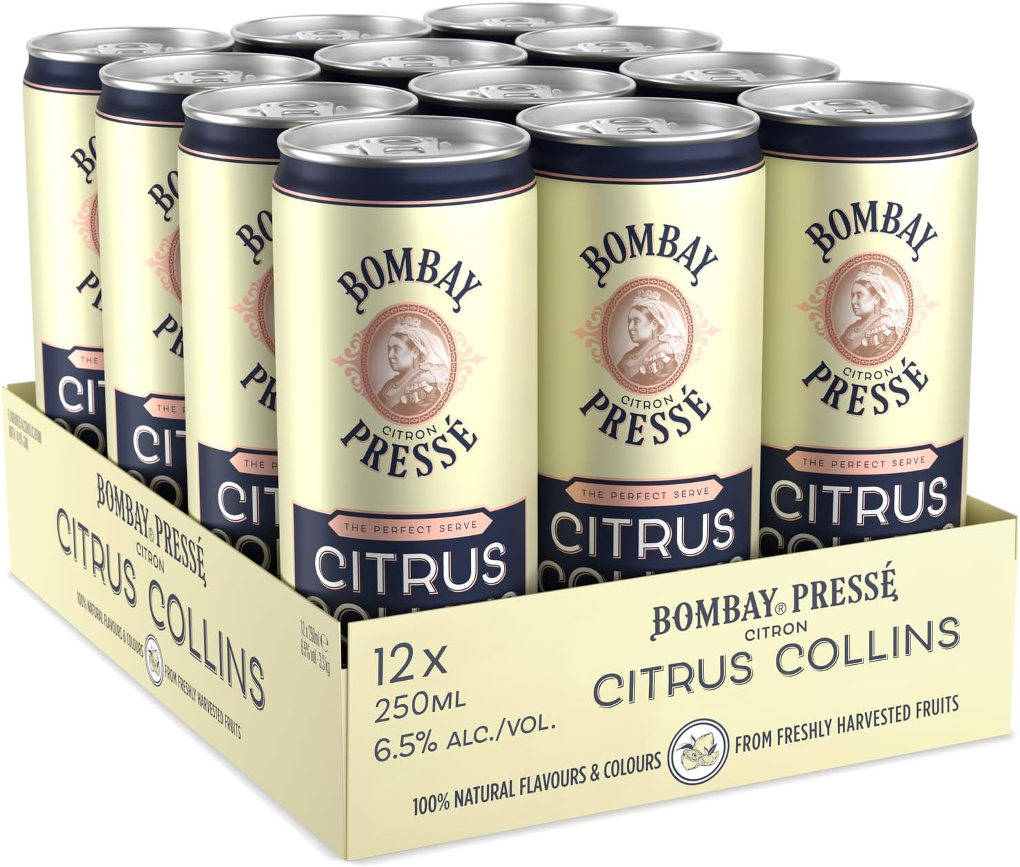 Pressé Citrus Collins, 6.5% ABV, 12 x 25cl / 250 ml, Ready-To-Drink Pre-Mixed Cocktail Can, Created With London Dry Gin and Infused with the Natural Flavour of Mediterranean Lemons