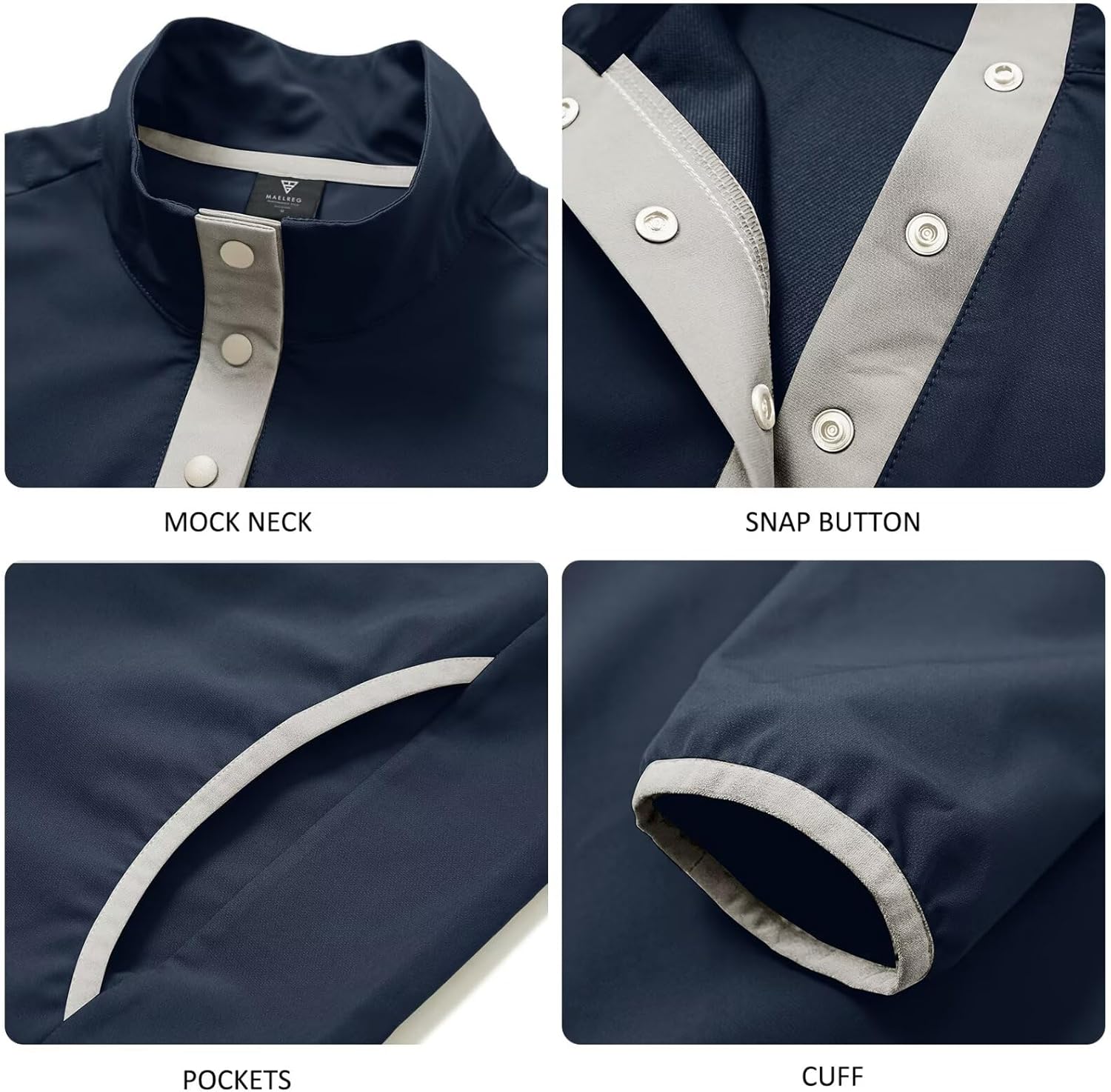 M MAELREG Mens Half Button Golf Pullover for Men with Pockets Mock Neck Sports Dry Fit Lightweight Long Sleeve Mens Pullover