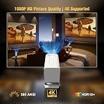 Mini Portable Smart Movie Projector, 4K Supported with 260 ANSI, WiFi Bluetooth Android 11 Built-in Apps, Auto Keystone Short Throw, for Bedroom, Camping and Outdoor Use