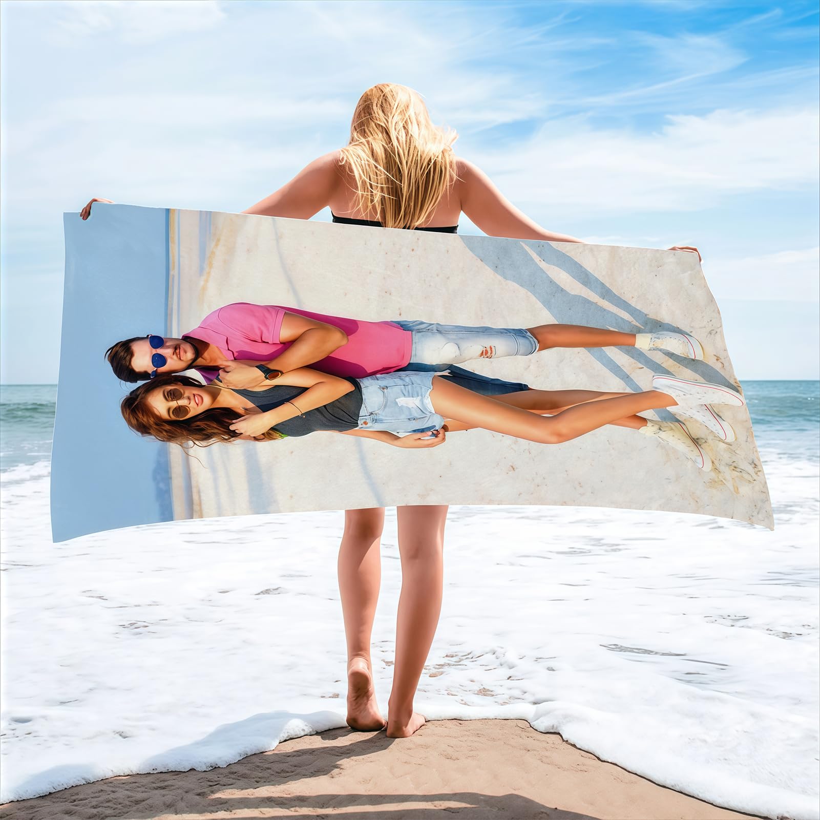 Serviette De Plage Personnalisable Avec Photo - Microfibre épaisse, Séchage Rapide - Taille Au Choix