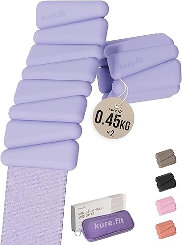 Miniatura 3 de Mancuerna ajustable rosa (5 libras) y pesas de tobillo ajustables moradas (1 libra)