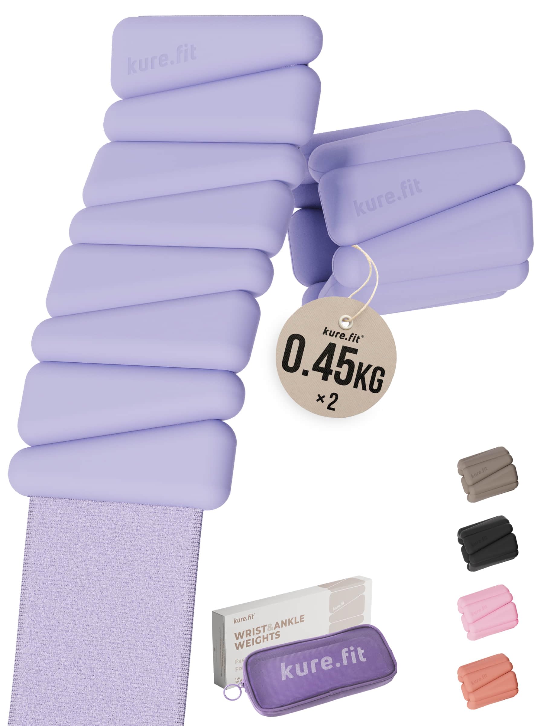 Adjustable Wrist & Ankle Weights Set - 0.9 &1.8 KG Pairs | Versatile for Yoga, Walking, Running, Barre, Pilates, Cardio & Aerobics | Weighted Bangles for Women & Men | Home & Gym Workouts Lilac 0.45kg each | 0.9kg pair