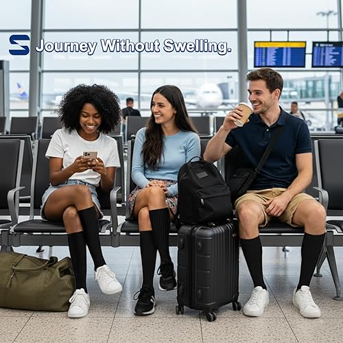 Miniatura 2 de Calcetines de compresión para mujeres y hombres circulación (3 pares) son el mejor apoyo para correr, atletismo, ciclismo, senderismo