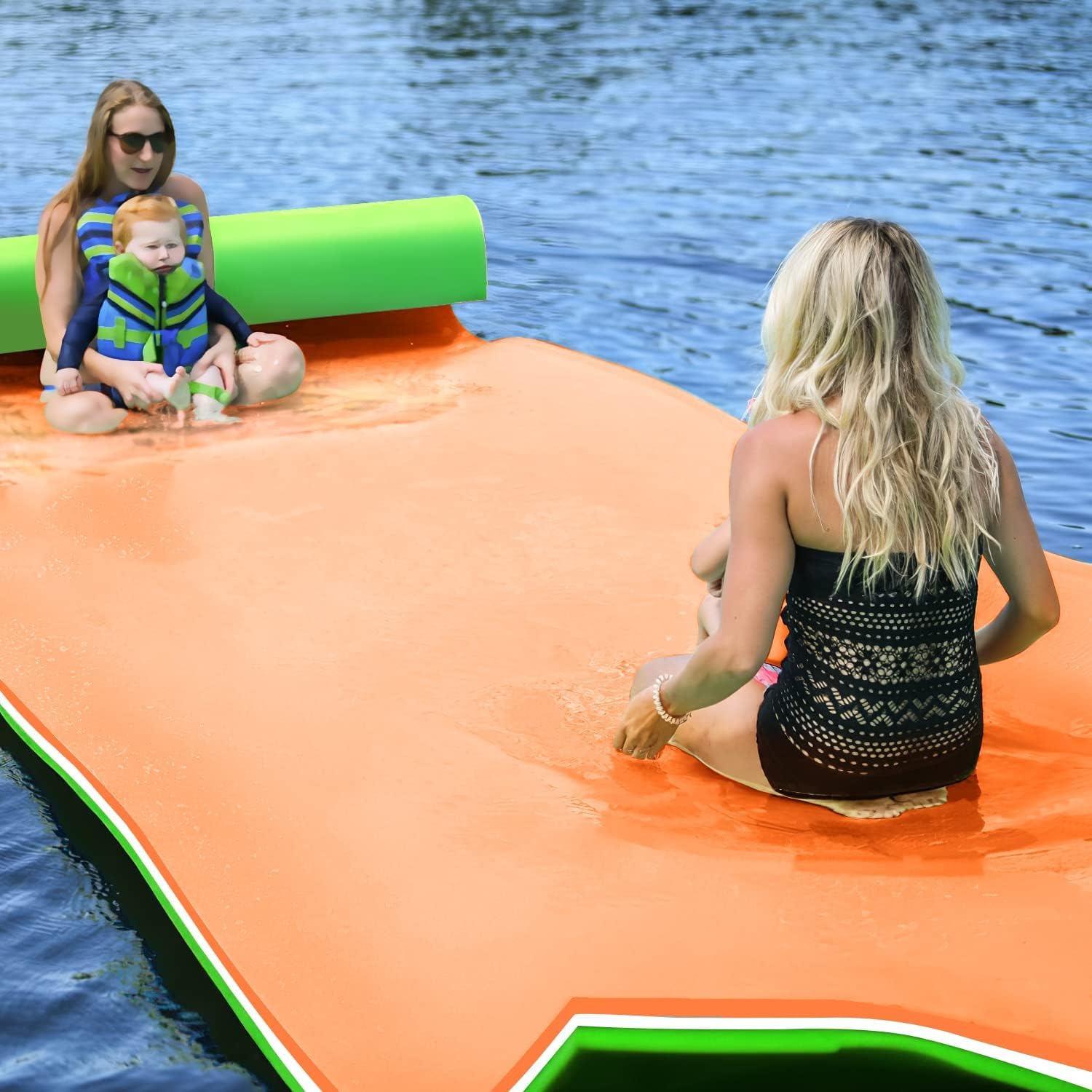Große 3-lagige XPE-Schaumstoff-Schwimminsel für Pools, Seen und Strände, perfekt für Familienspaß, Sommer-Freizeit- und Entspannungsaktivitäten
