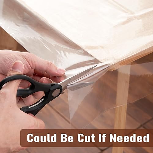 Miniatura 4 de Protector rectangular de plástico transparente de 54 x 108 pulgadas, impermeable, resistente al aceite, resistente a las manchas, lavable, para