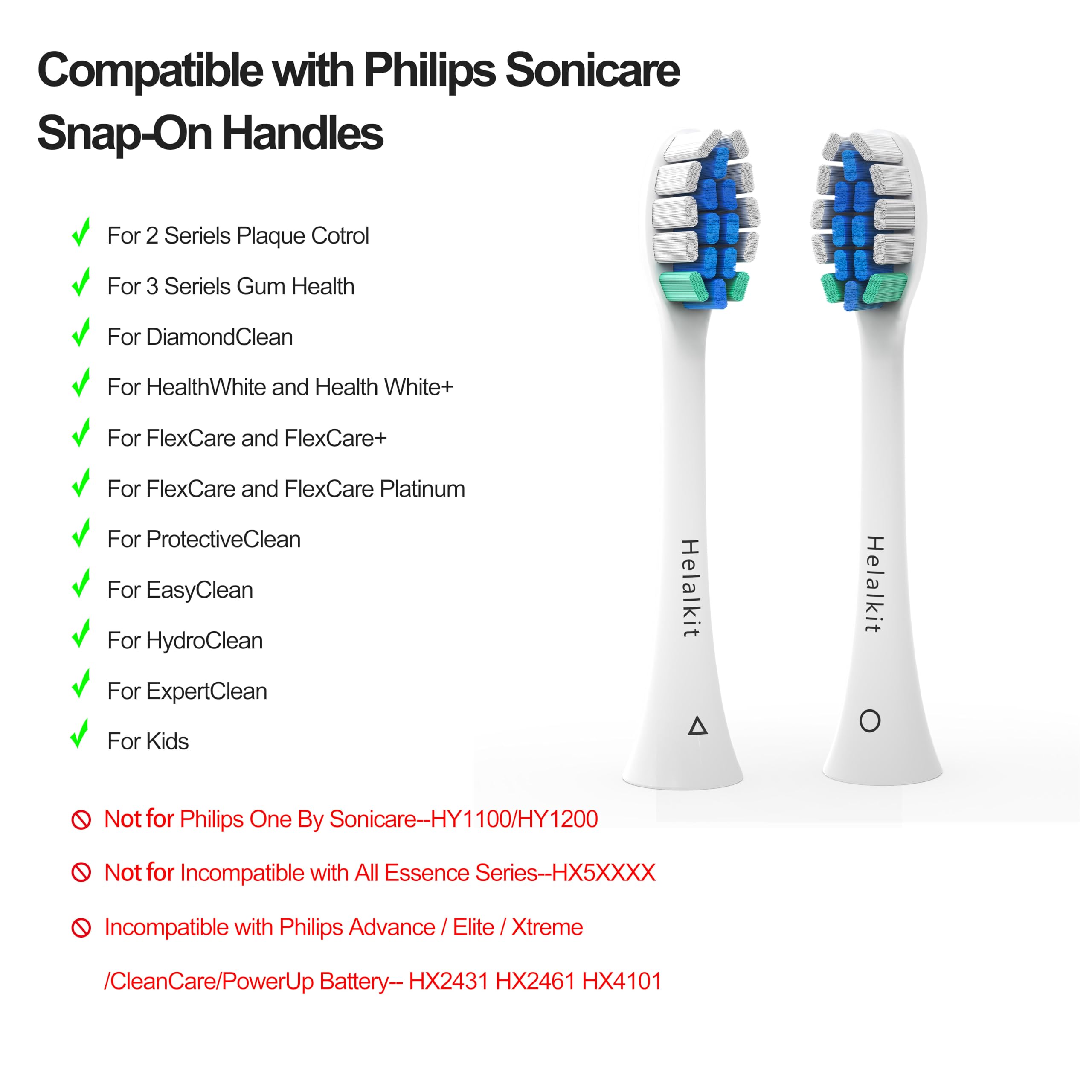Ersatz-Zahnbürstenköpfe für Philips Sonicare Ersatzköpfe, Bürstenköpfe kompatibel mit Phillips Sonicare Snap-on Elektrische Zahnbürsten, 8 Stück