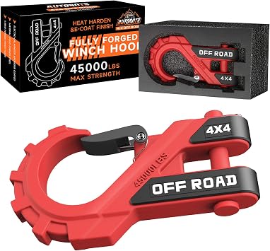 AUTOBOTS 3/8" Winch Hook with Safety Latch Red