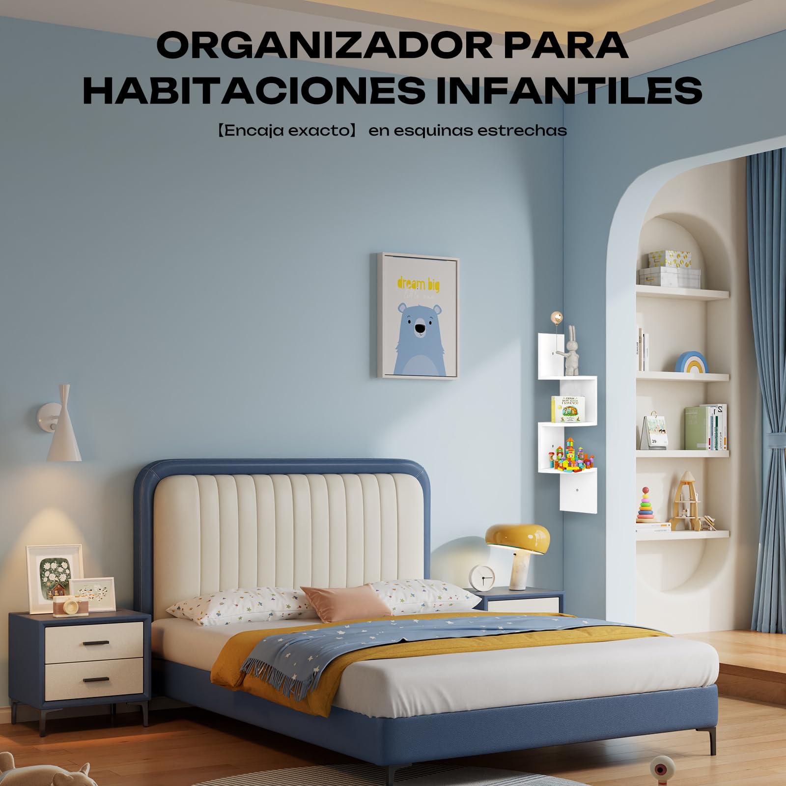 Estantería de Esquina para Pared 20x20cm - Organizador Esquinero para Dormitorio, Baño, Salón con 6kg de Carga, Montaje Rápido, Decoración Moderna de Rinconera (Blanco, 3 Niveles)