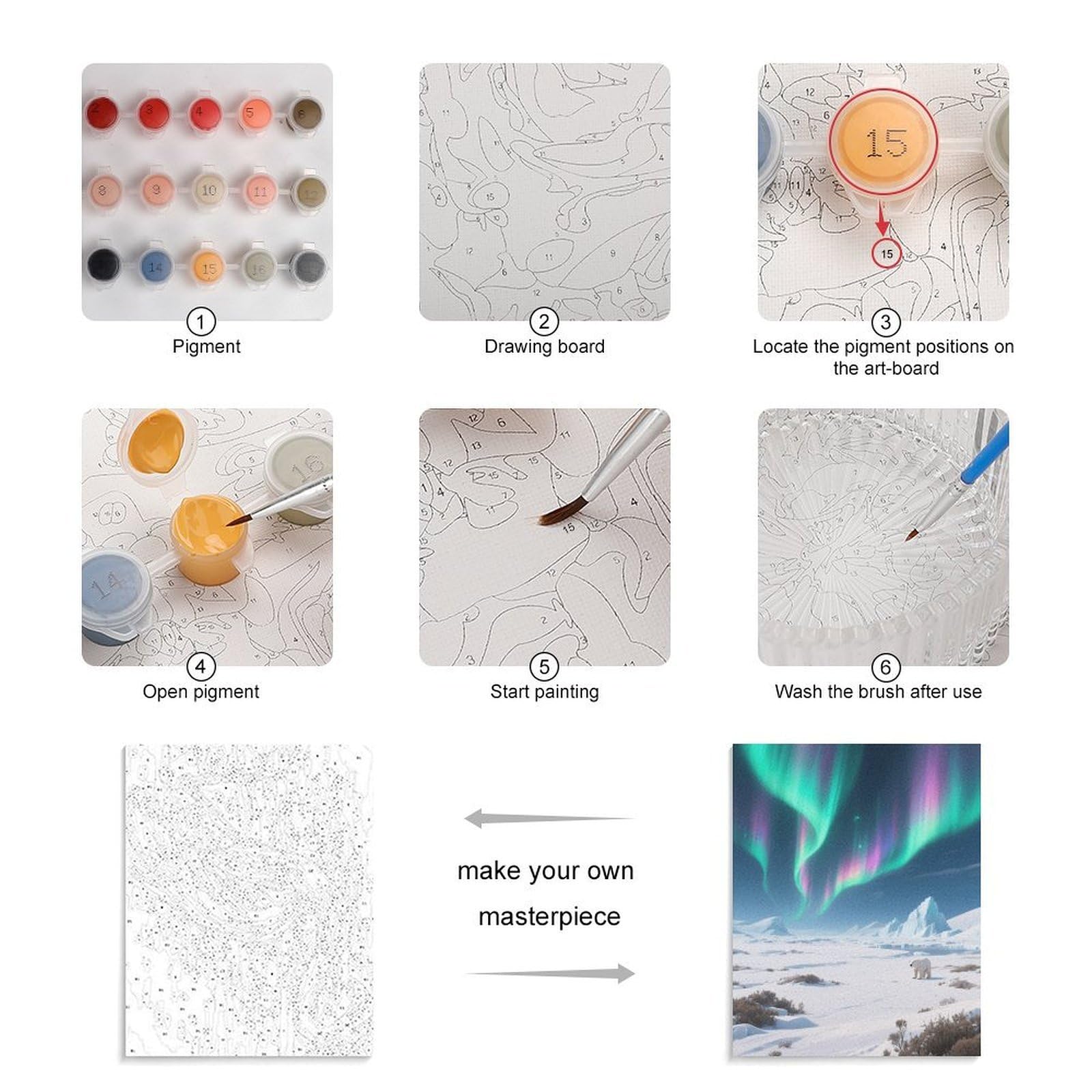 KOAYUBFC Polar Wasteland Malen nach Zahlen Kit für Erwachsene Anfänger Erwachsene Malen nach Zahlen Kits auf Leinwand DIY Acryl Ölfarben Malerei mit Pinseln als Geschenk Home Wall Decor
