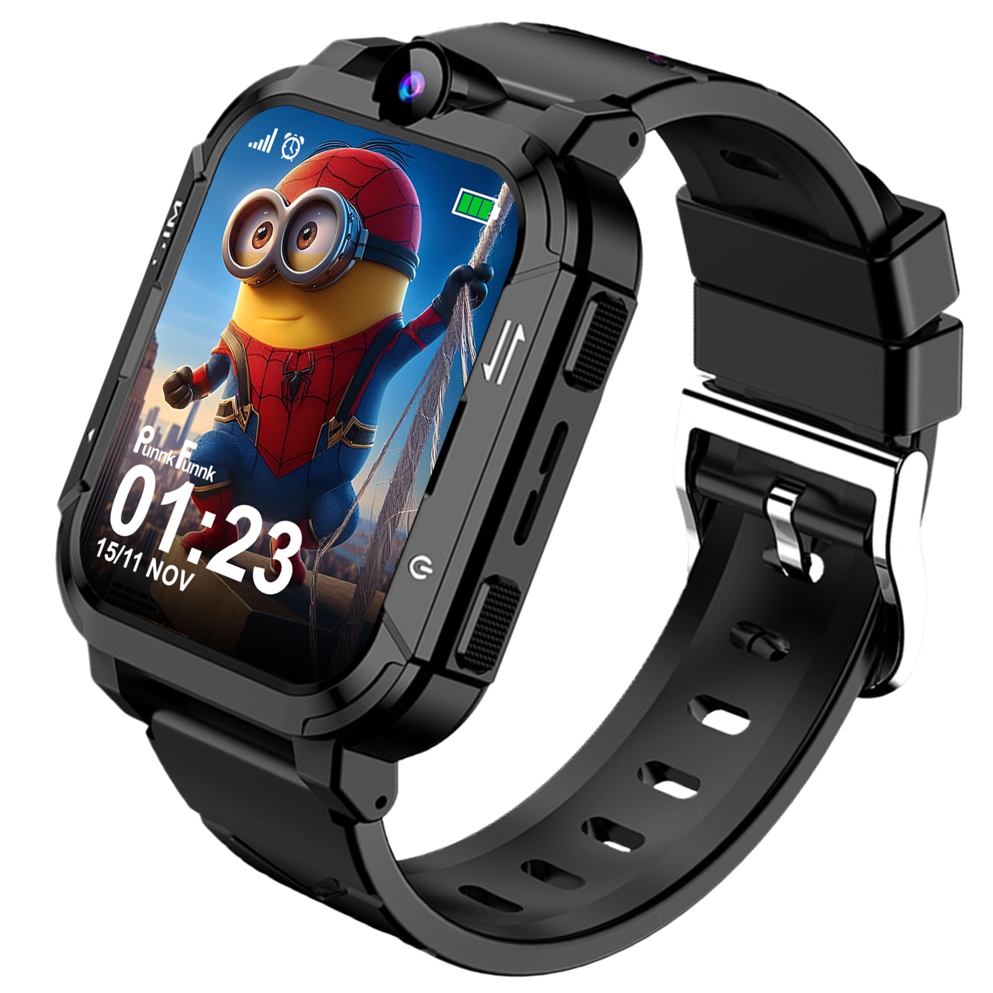 PunnkFunnk Musk Safeguard 5G/4G Kids Smart Watch with SIM Calling, GPS Tracker, Video Call, SOS Alerts, Face Unlock, Games, IP67, 800mAh Battery, Voice Chat, Maps(Black)-image-13