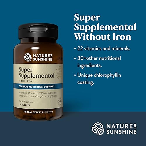 Miniatura 4 de Nature's Sunshine Súper suplementario sin hierro, 120 tabletas  Multivitamínico para hombres y mujeres proporciona vitaminas, minerales,