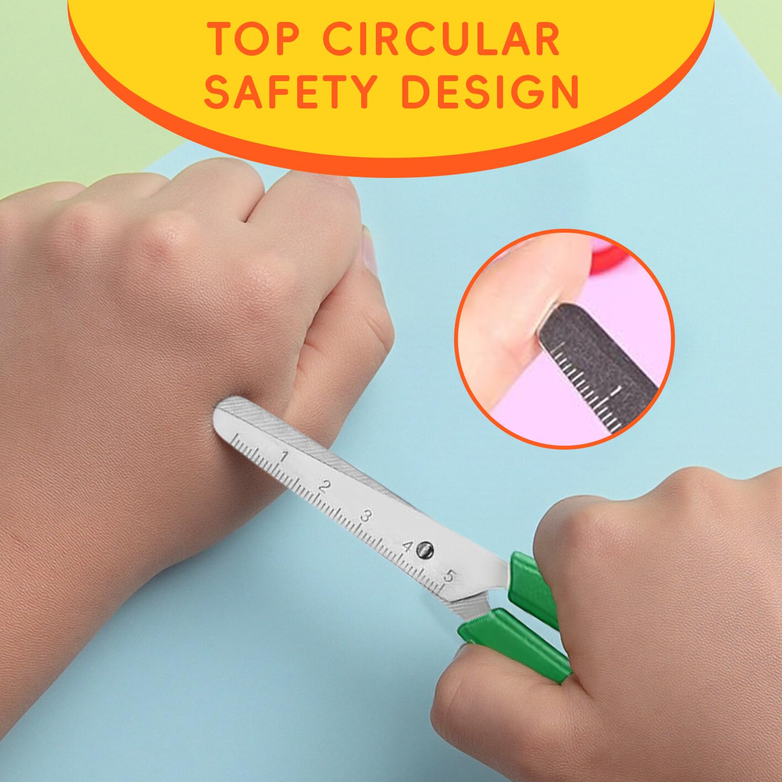 30 PCS Craft Kids Safety Scissors, Children Scissors with cm-Scale Suitable for Scrapbooking Art DIY Craft Student Teaching Stationery (Blue/Red/Yellow/Green) - Image 3