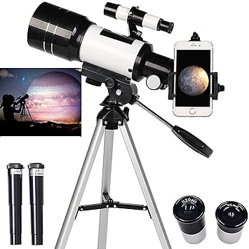 PIKFOS Telescopes for Kids Beginners Space Astronomic Telescope 70mm Portable Astronomical Telescope with Star Finder Tripod Mobile Phone Holder and Backpack Perfect for Kids Children Teens