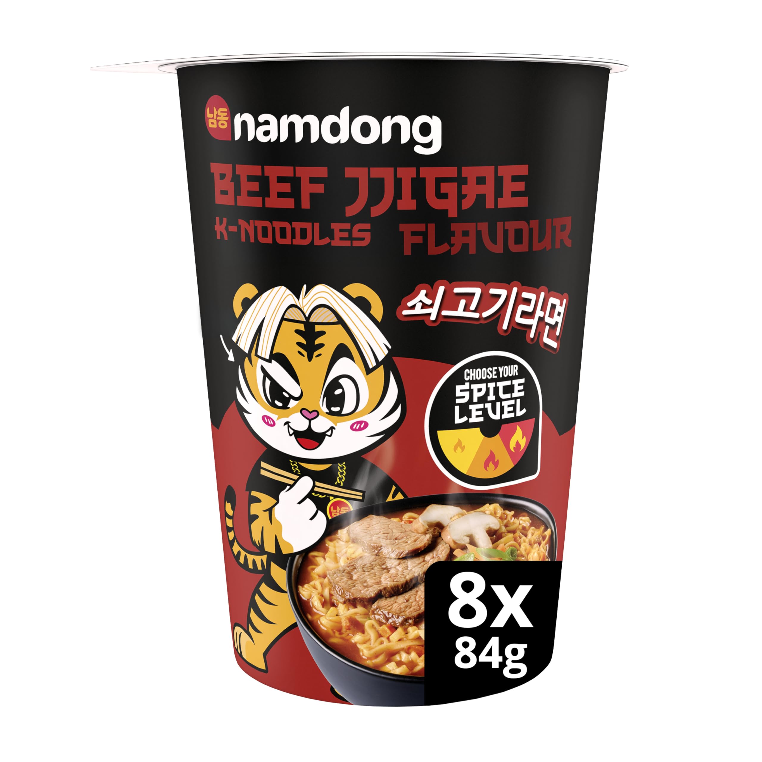 Namdong Beef Jjigae Noodle Pot Korean-style instant noodles with a sachet of chilli mix 8x 83 g