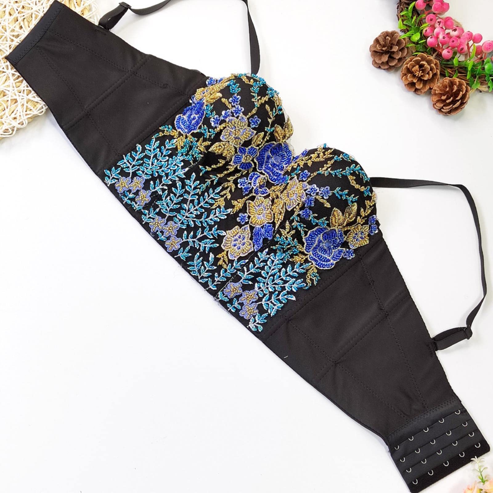 YOND Camisetas sin Mangas para Mujeres Sexy Lentejuelas Diamond Bra Ropa de Mujer Push Up Bustier Club y2k Crop Top Party Ladies Corsé-22-negro, CN L-38