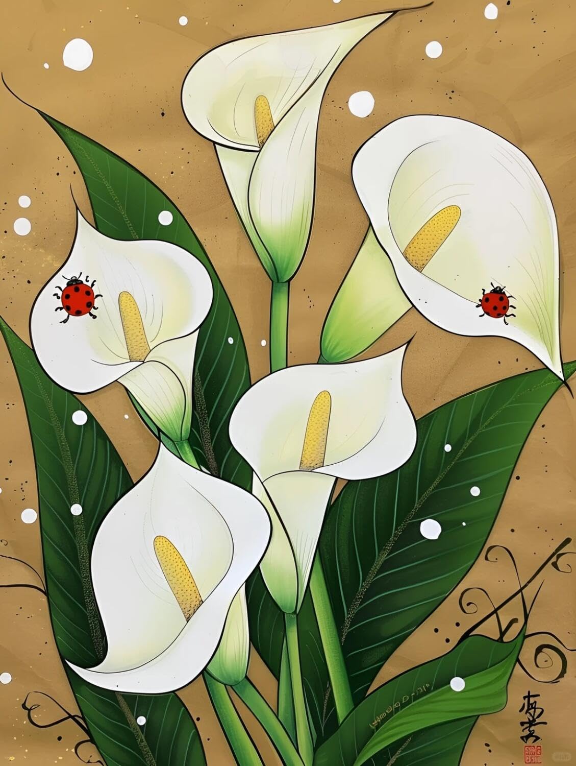 Rqwybcaxn Seed Bead Embroidery Kits White Calla Lily 40x50cm