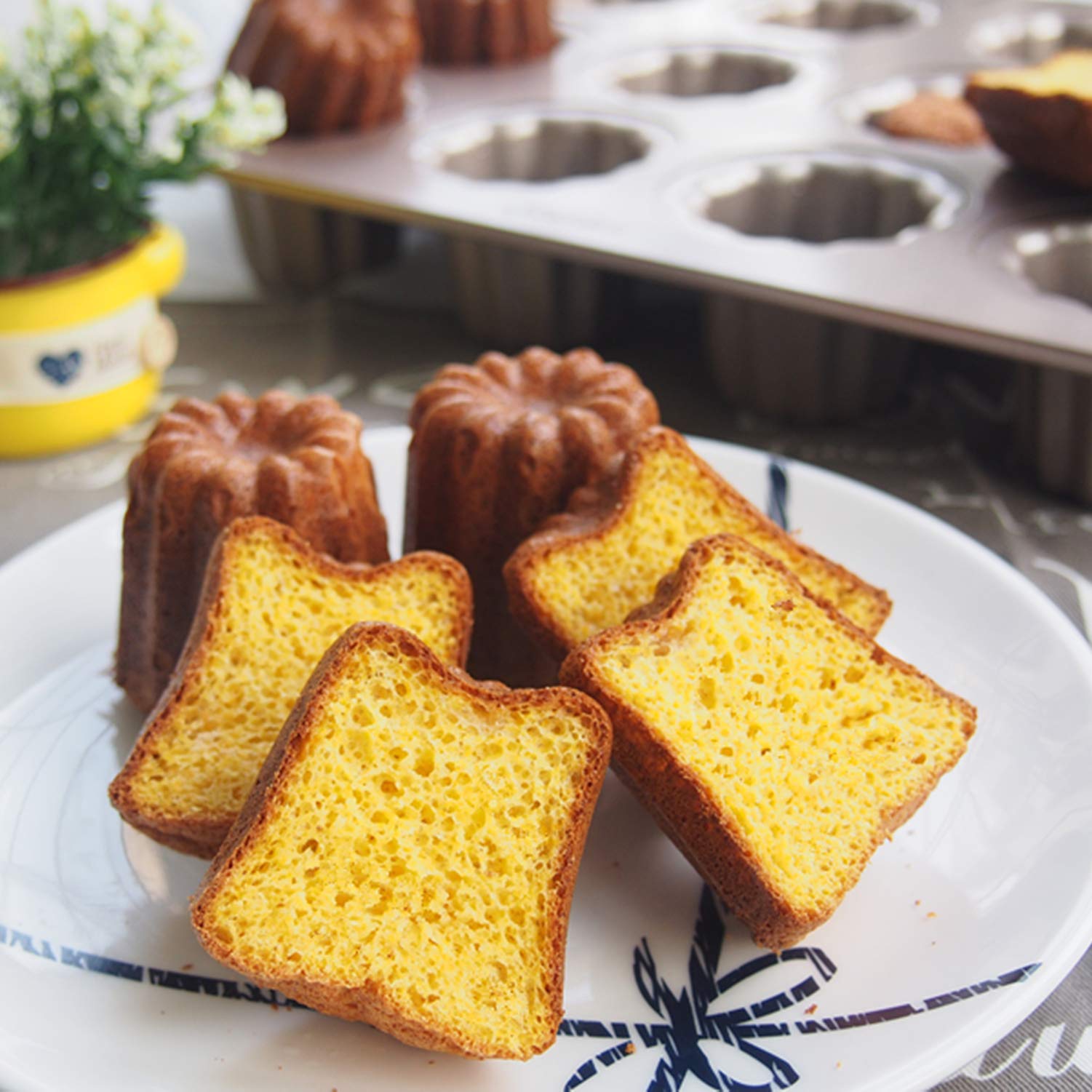 Moule Cannelé - Moule à Cannelés Creabake en Acier Carbone - Pâtisserie Française pour des Cannelés Croustillants et Dorés Mini Moule à Muffins Antiadhésif 12-Cup