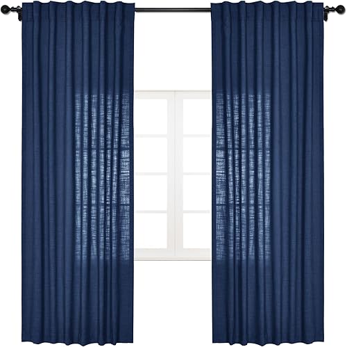 Miniatura 2 de Cortinas de lino naturales de 84 pulgadas de largo, cortinas neutras con bolsillo para barra, pestaña trasera, oscurecimiento de la habitación,