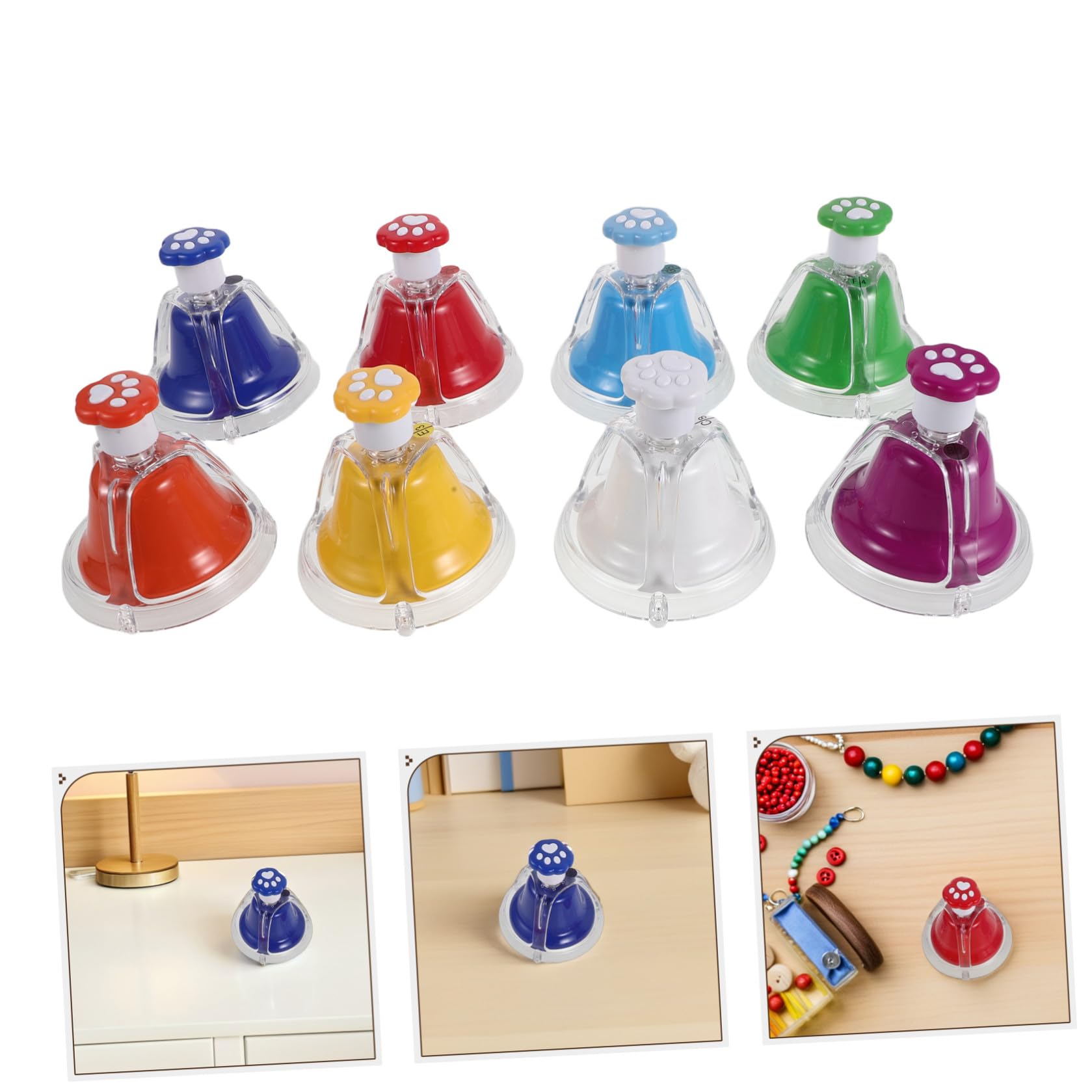 YARNOW 8 Piezas Campanas de Mano Forma de Pata de Gato en Varios Colores, Fáciles de Tocar y Versátiles, Ideales para Juegos Musicales en Jardín de Infancia y Enseñanza Musical