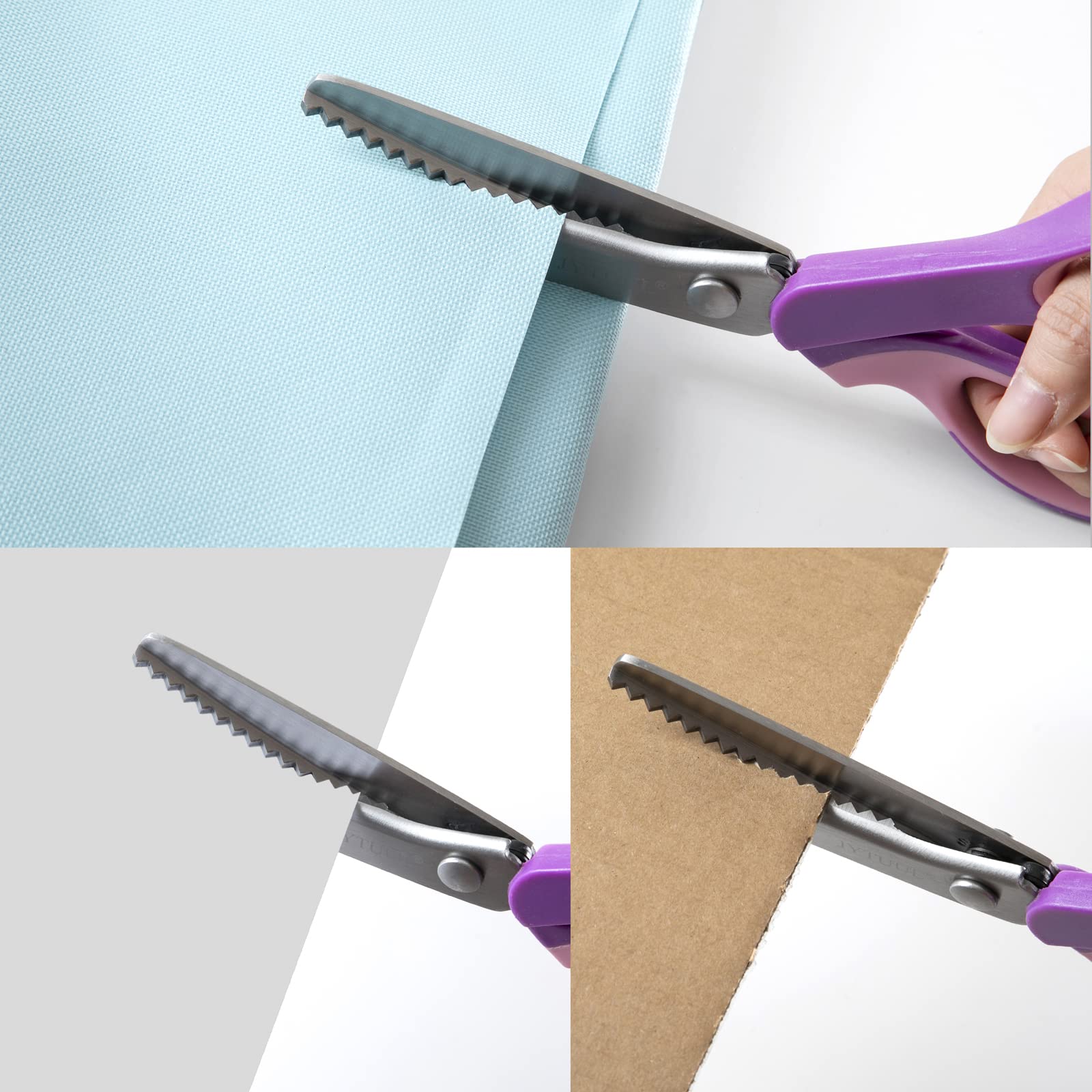 9.25 Inch Pinking Shears, Sharp Stainless Steel Zig Zag Scissors for Fabric Paper Leather, Comfort Grip Handled Professional Fabric Craft Sewing Dressmaking Scissors (Serrated, Purple)